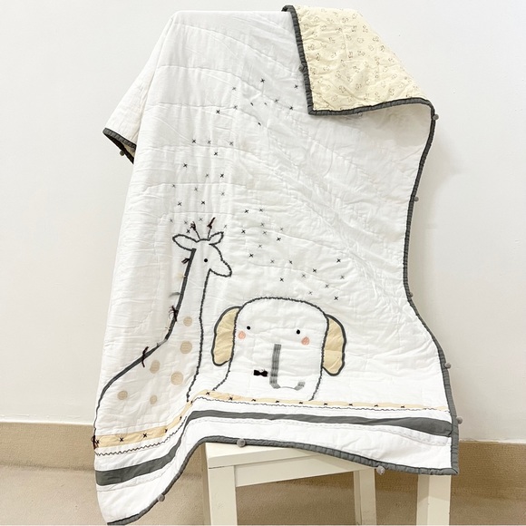 Other - Handmade Animal Friends Embroidery Baby/Toddler Cotton Crib Quilt Hand S…